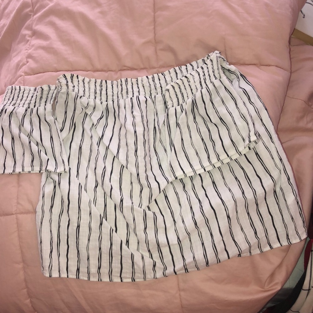 Pinstripe off the shoulder top